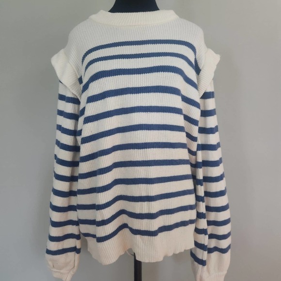 Prettygarden striped sweater with ruffles Size Large - Picture 3 of 8